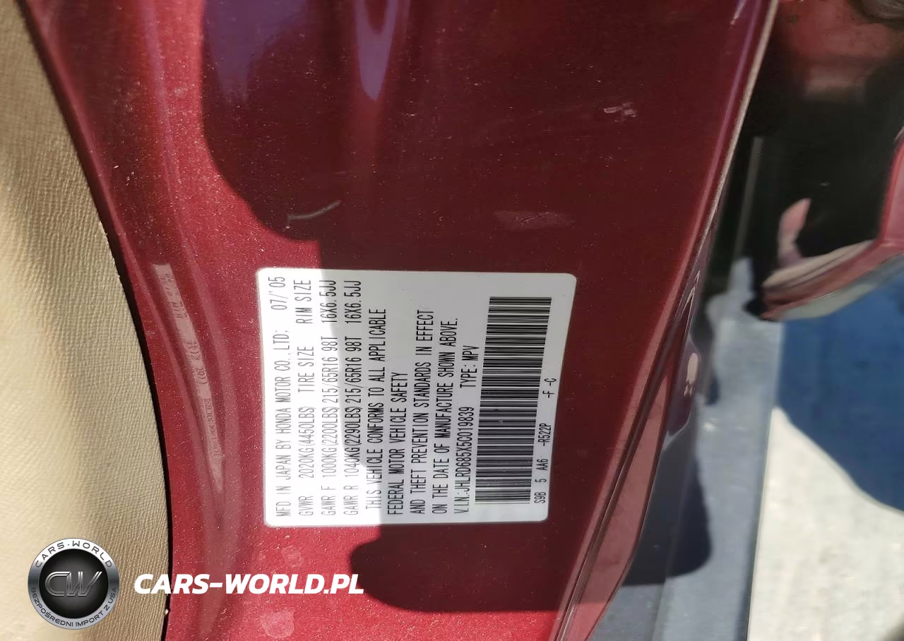 2005 Honda Cr-V Lx VIN:JHLRD685X5C019839 - 12