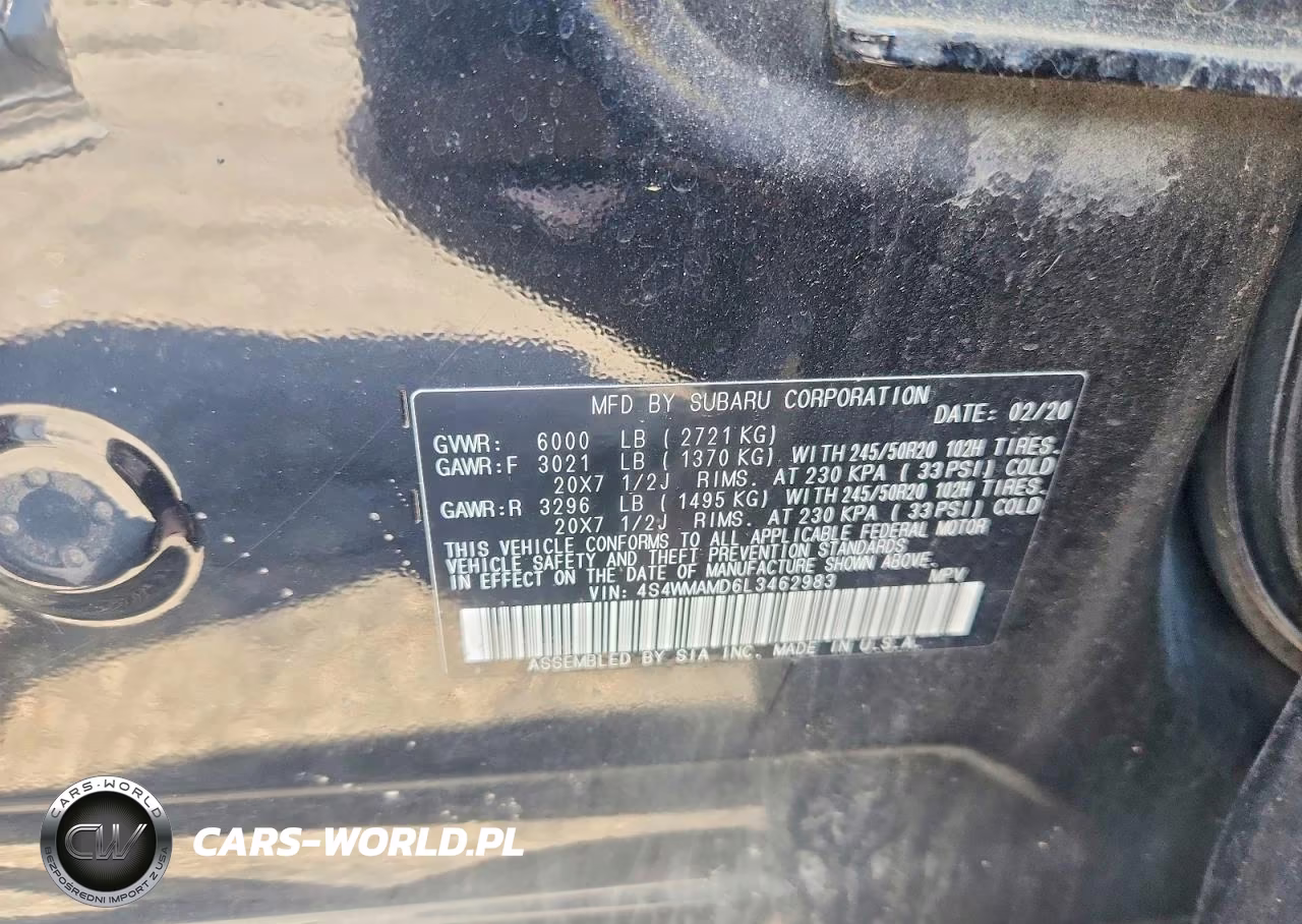2020 Subaru Ascent Limited VIN:4S4WMAMD6L3462983 - 13