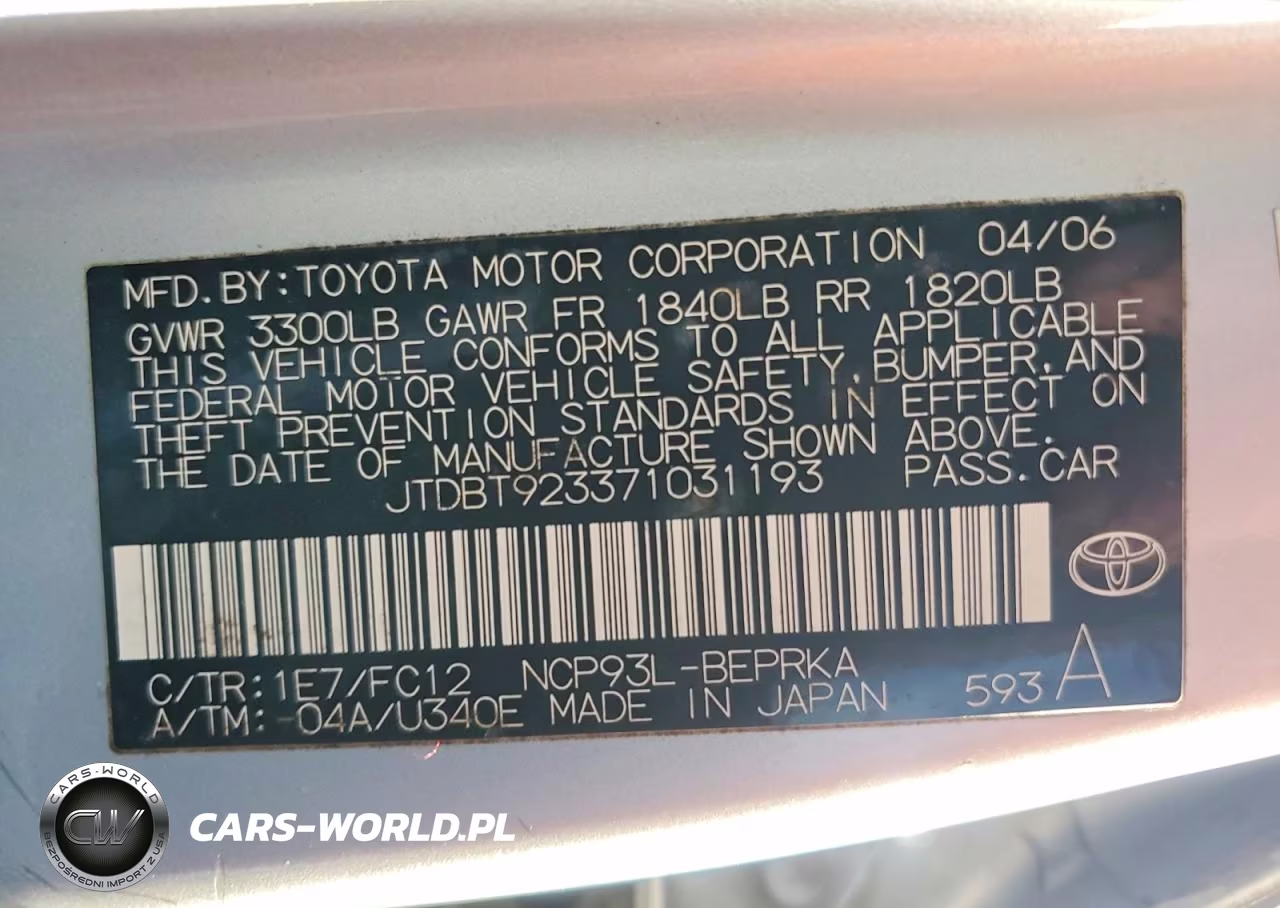 2007 Toyota Yaris Base VIN:JTDBT923371031193 - 13