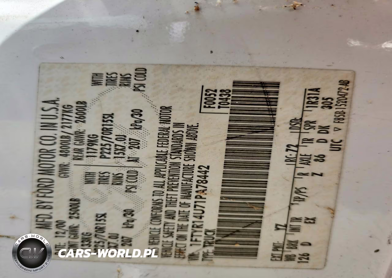 2000 Ford Ranger VIN:1FTYR14U71PA78442 - 12