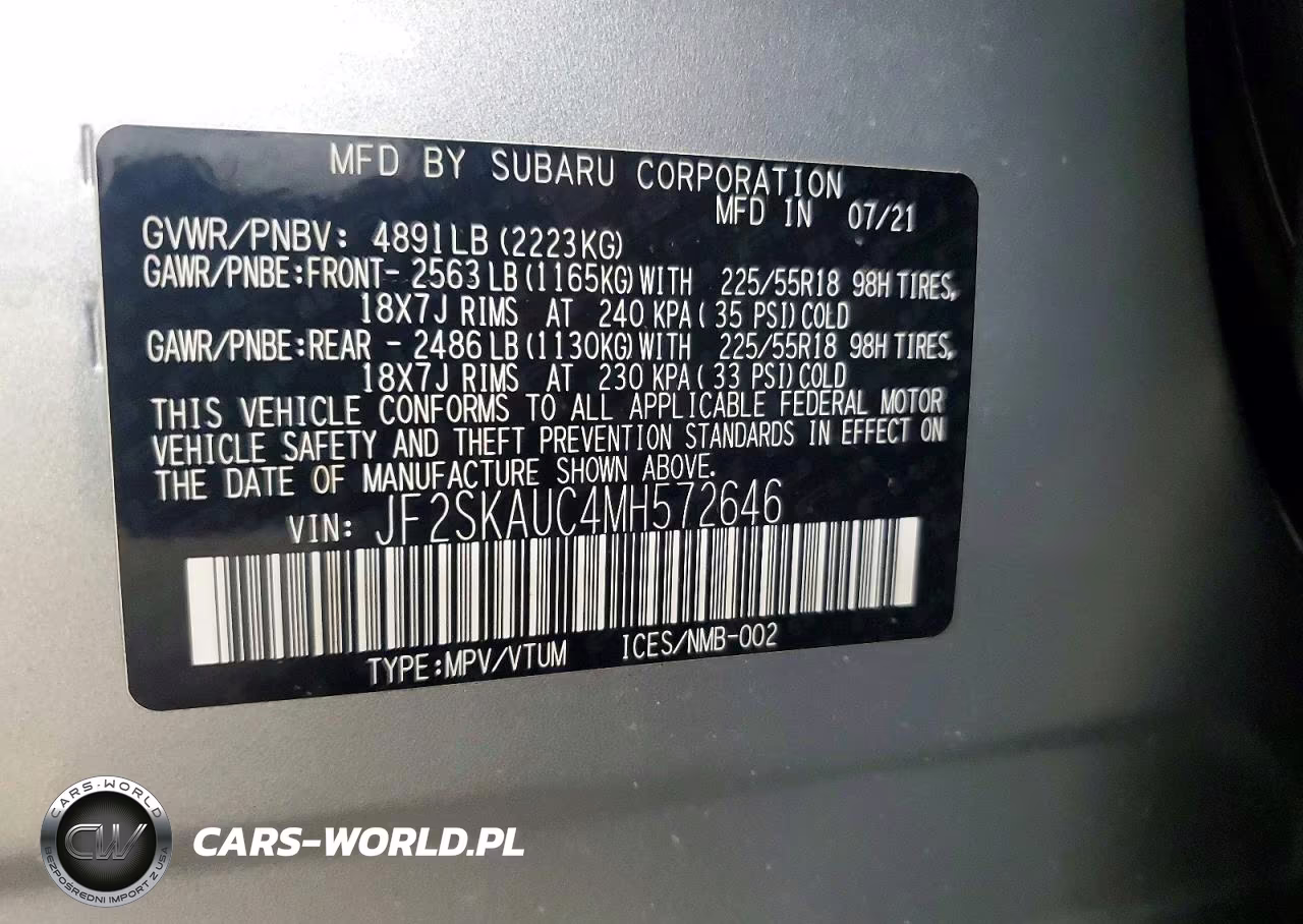 2021 Subaru Forester Limited VIN:JF2SKAUC4MH572646 - 13