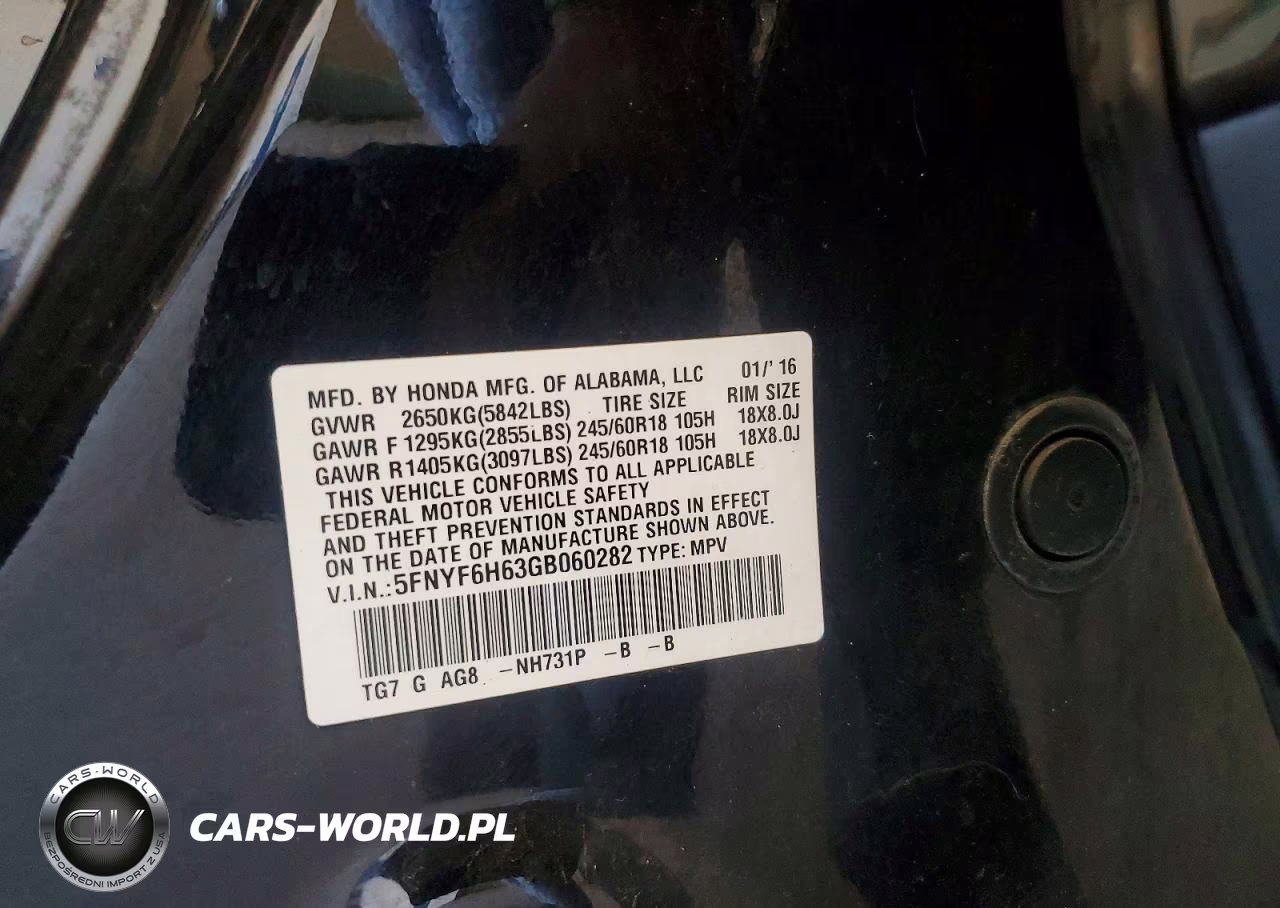 2016 Honda Pilot Exl VIN:5FNYF6H63GB060282 - 14