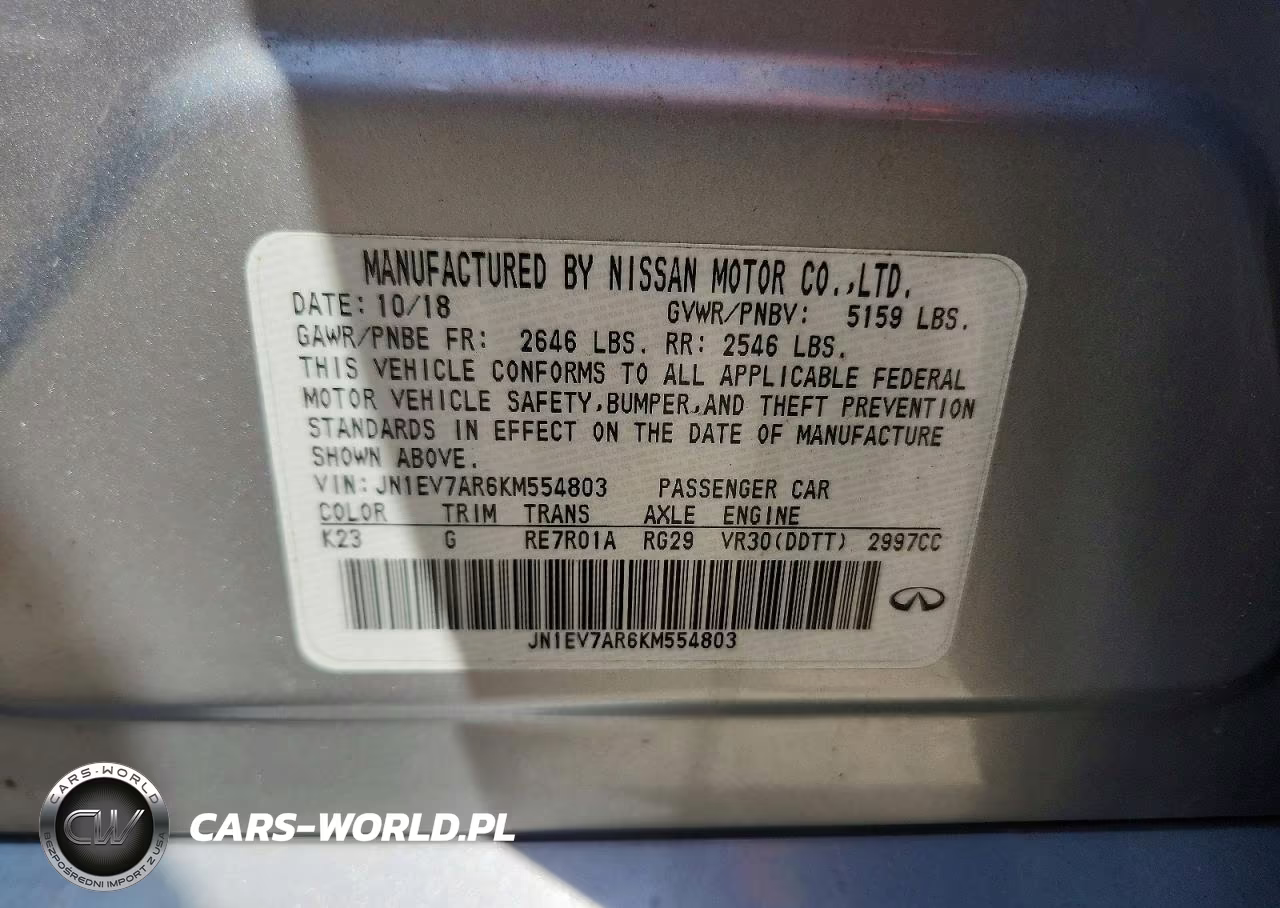 2019 Infiniti Q50 3.0T Luxe VIN:JN1EV7AR6KM554803 - 12