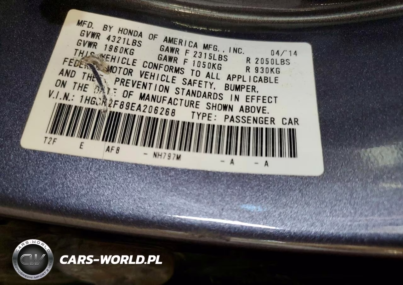 2014 Honda Accord Exl VIN:1HGCR2F89EA206268 - 12