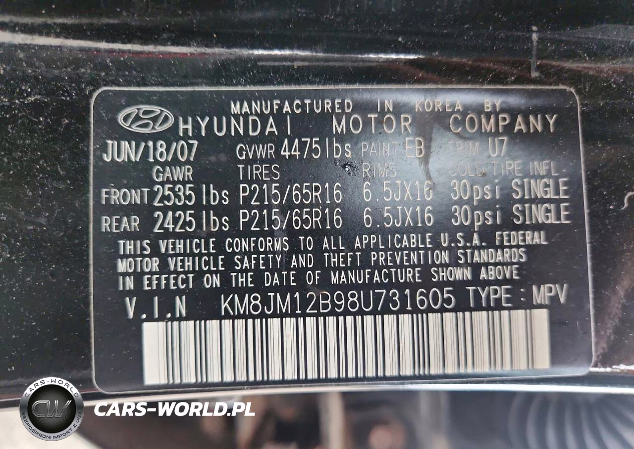 2008 Hyundai Tucson Gls VIN:KM8JM12B98U731605 - 13