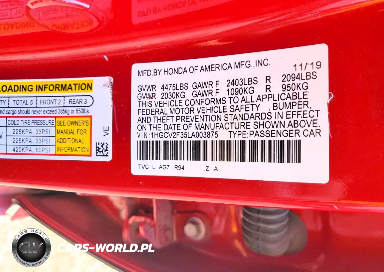 2020 Honda Accord Sport VIN:1HGCV2F35LA003875 - 12