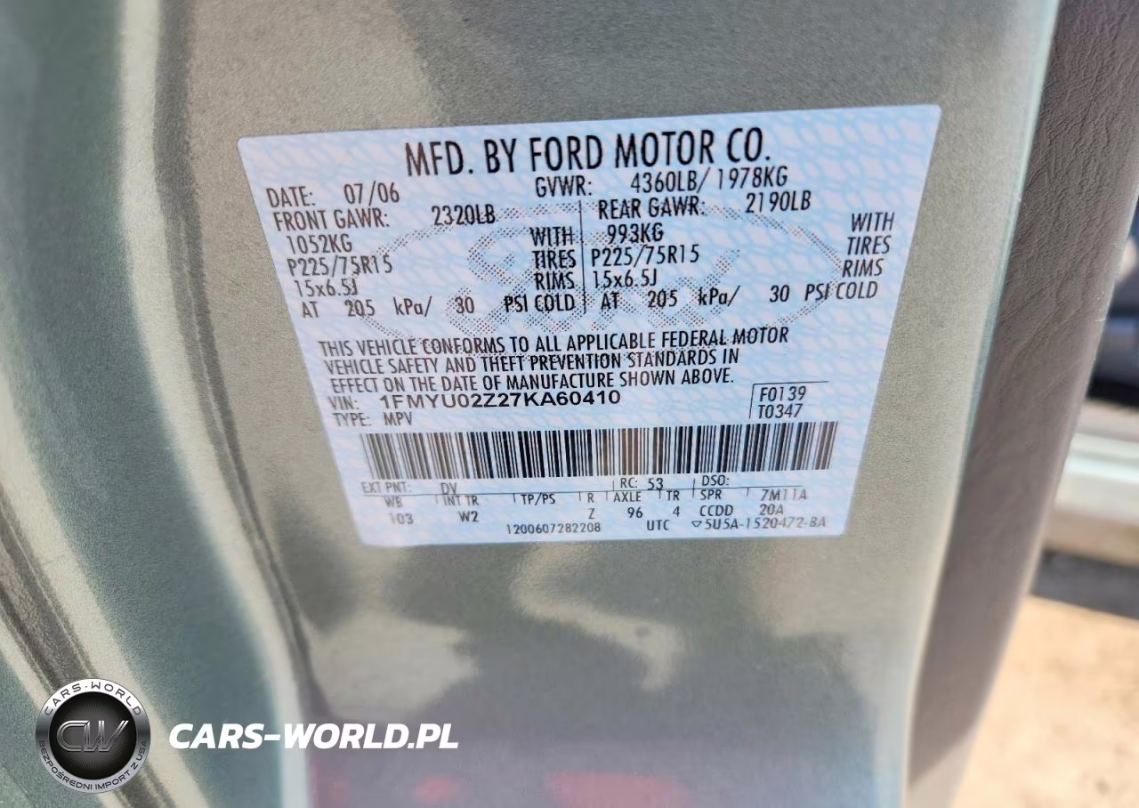 2007 Ford Escape Xls VIN:1FMYU02Z27KA60410 - 13