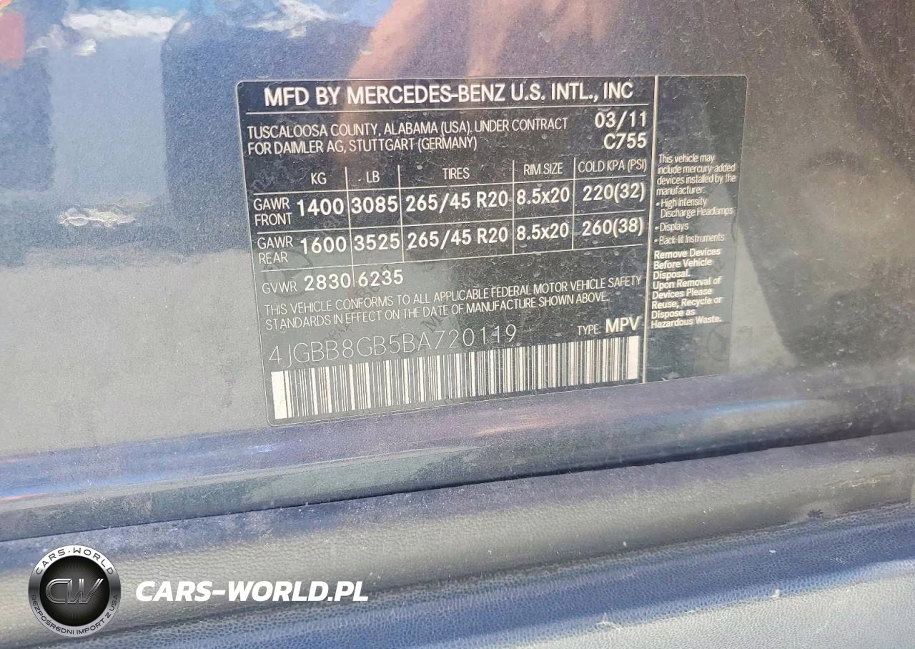 2011 Mercedes-Benz Ml 350 4Matic VIN:4JGBB8GB5BA720119 - 12