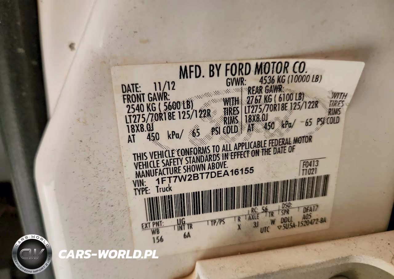 2013 Ford F250 Super Duty VIN:1FT7W2BT7DEA16155 - 10