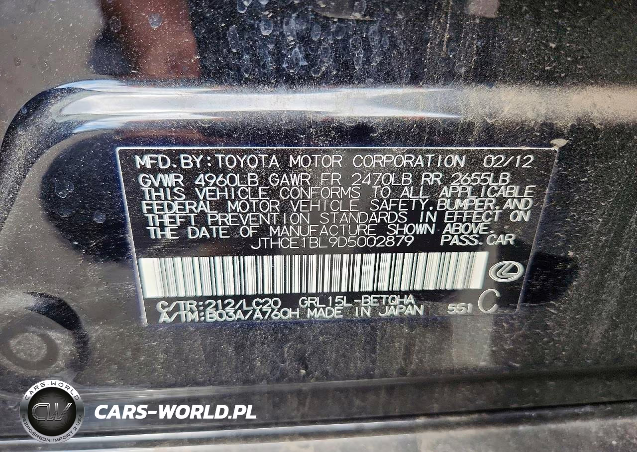 2013 Lexus Gs 350 VIN:JTHCE1BL9D5002879 - 12