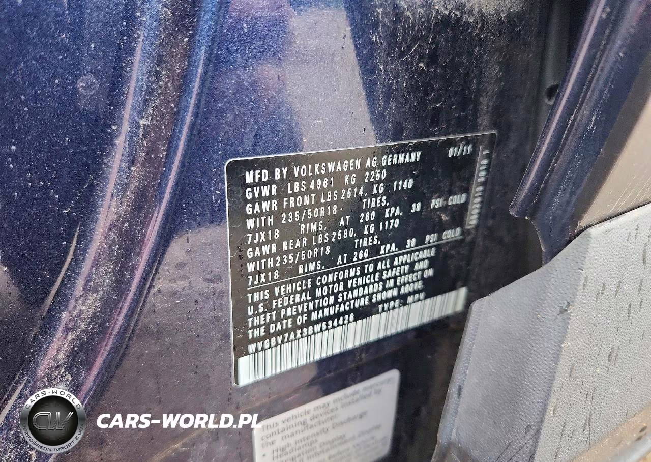 2011 Volkswagen Tiguan S VIN:WVGBV7AX3BW534426 - 12