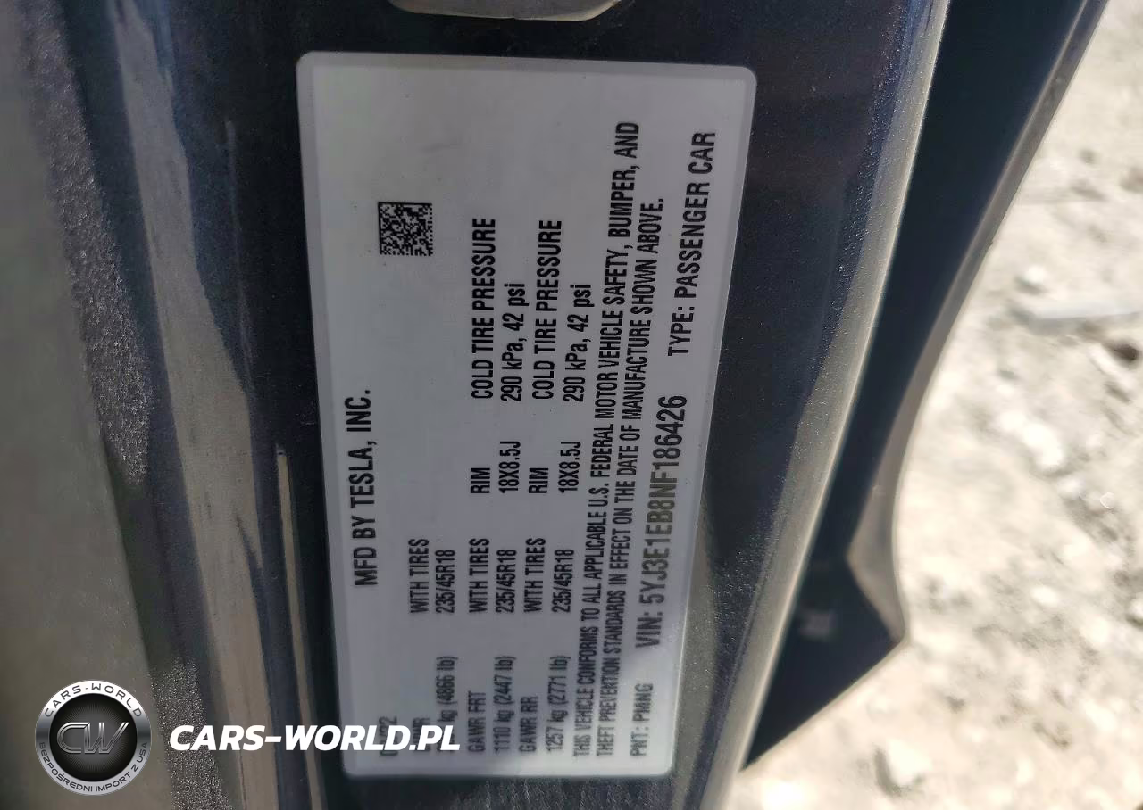 2022 Tesla Model 3 VIN:5YJ3E1EB8NF186426 - 12