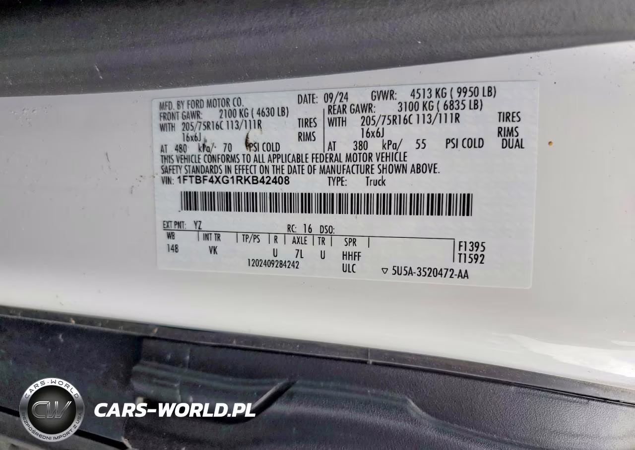 2024 Ford Transit T-350 Hd VIN:1FTBF4XG1RKB42408 - 13