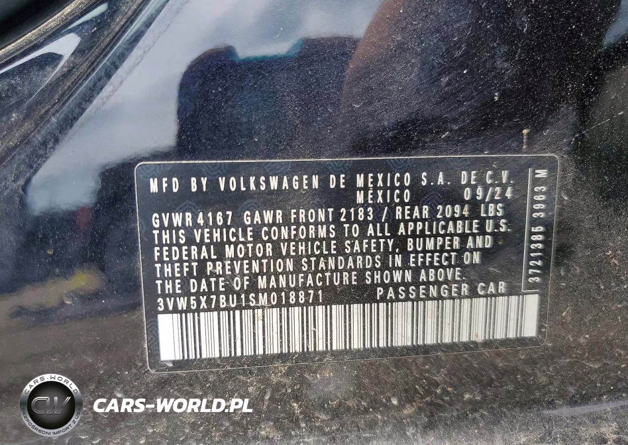 2025 Volkswagen Jetta S VIN:3VW5X7BU1SM018871 - 12