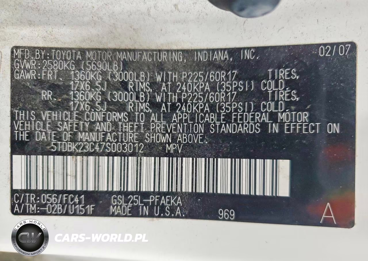 2007 Toyota Sienna Le VIN:5TDBK23C47S003012 - 13