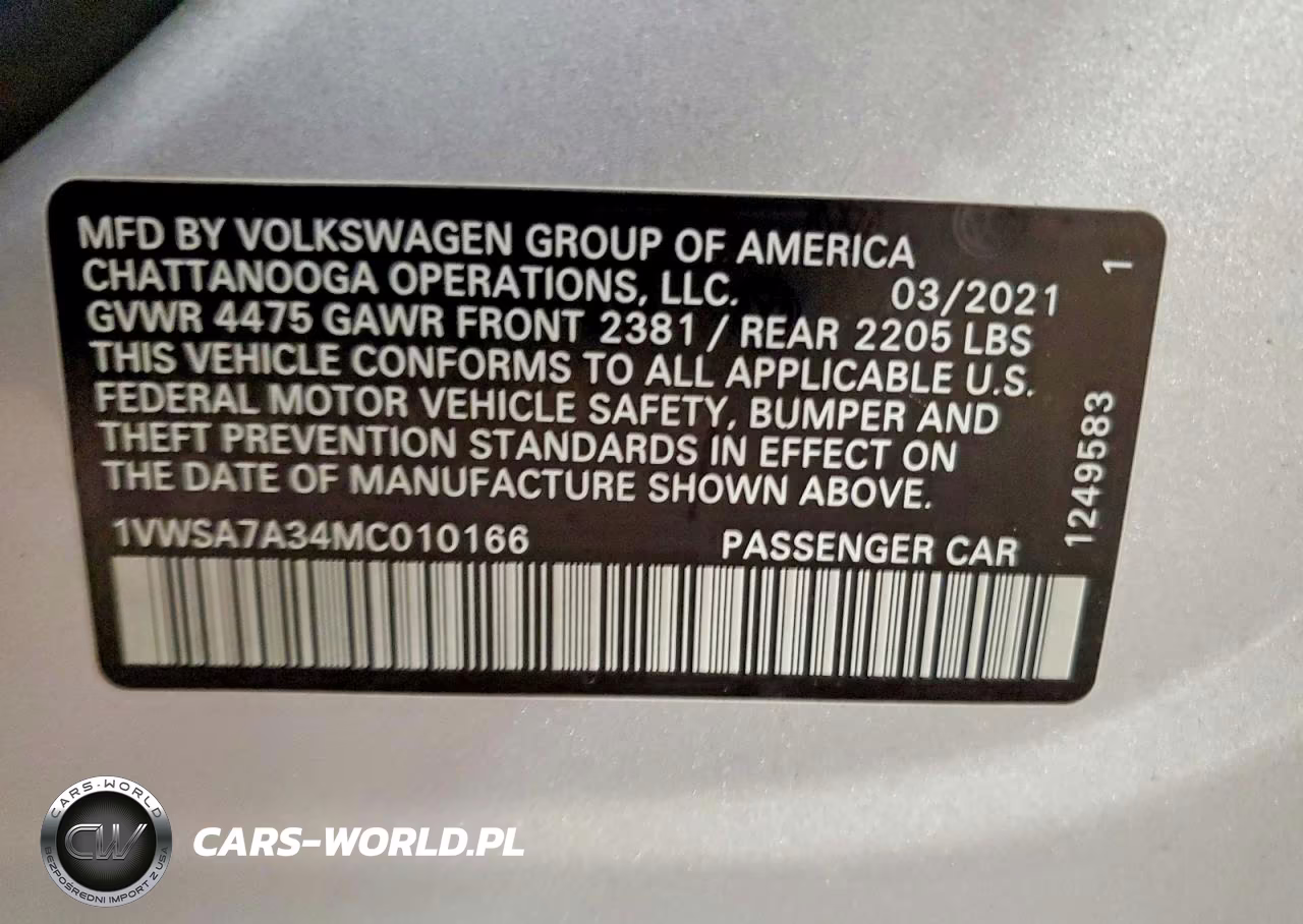 2021 Volkswagen Passat Se VIN:1VWSA7A34MC010166 - 13