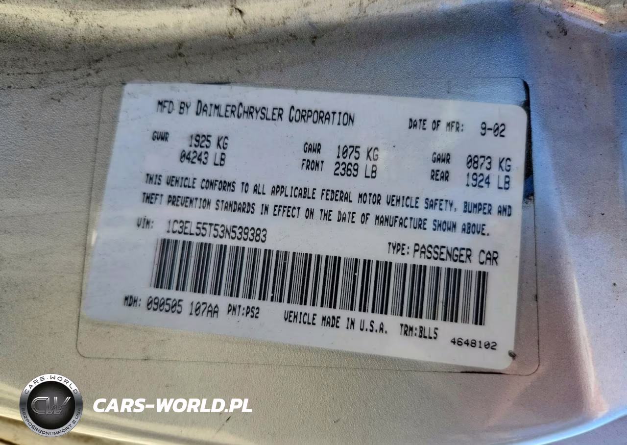 2003 Chrysler Sebring Lxi VIN:1C3EL55T53N539383 - 12