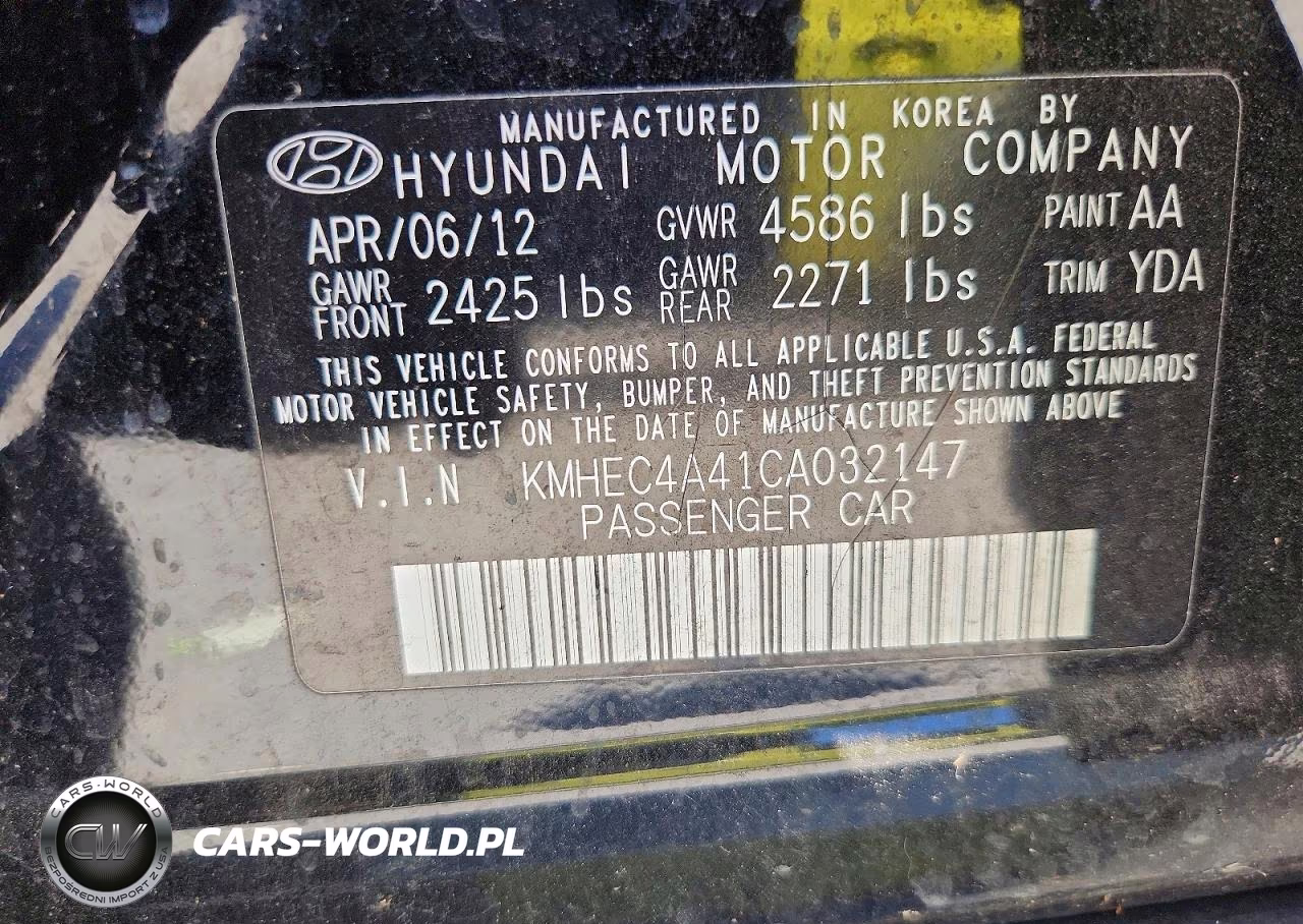 2012 Hyundai Sonata Hybrid VIN:KMHEC4A41CA032147 - 12