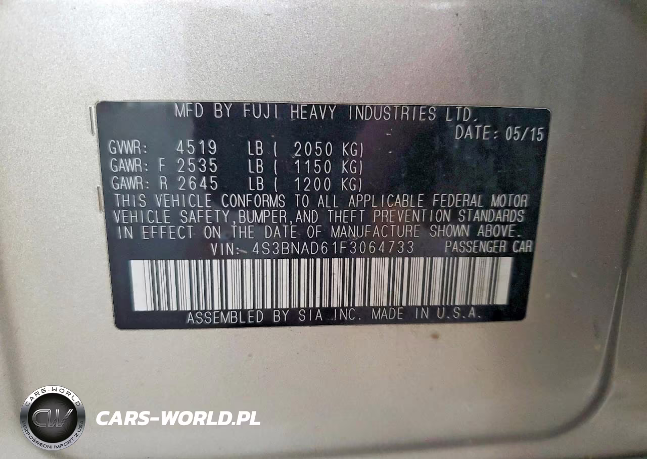 2015 Subaru Legacy 2.5I Premium VIN:4S3BNAD61F3064733 - 12