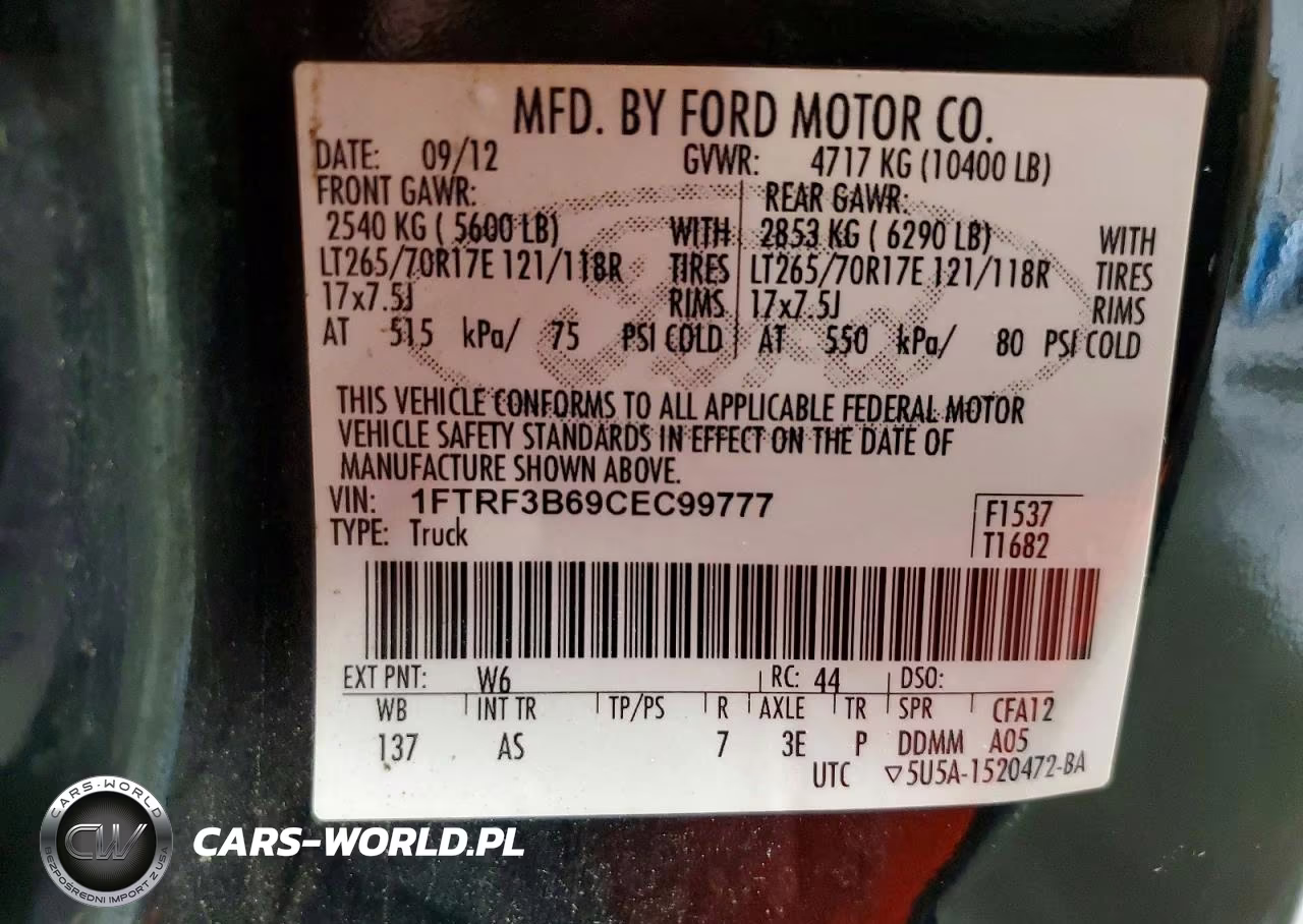 2012 Ford F350 Super Duty VIN:1FTRF3B69CEC99777 - 13