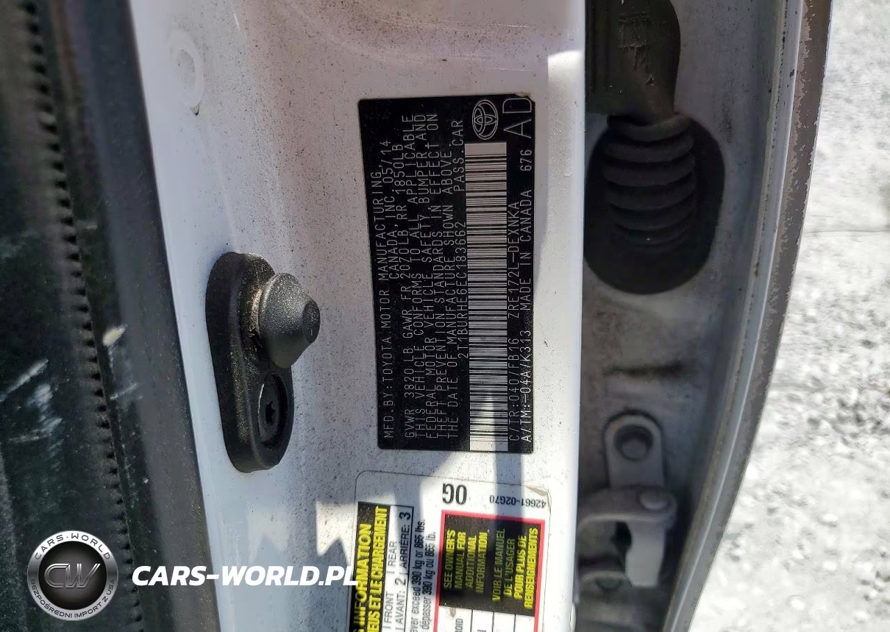 2014 Toyota Corolla Le VIN:2T1BURHE6EC183662 - 12