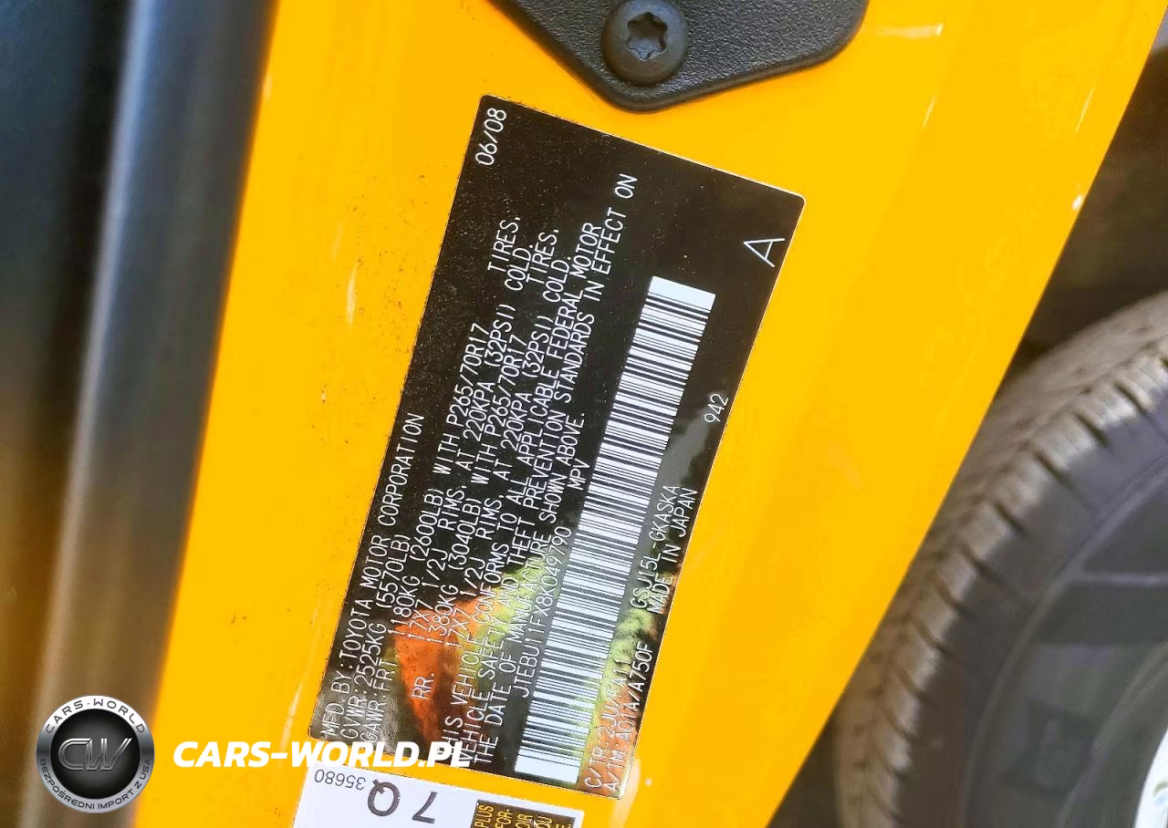 2008 Toyota Fj Cruiser Base VIN:JTEBU11FX8K049790 - 13