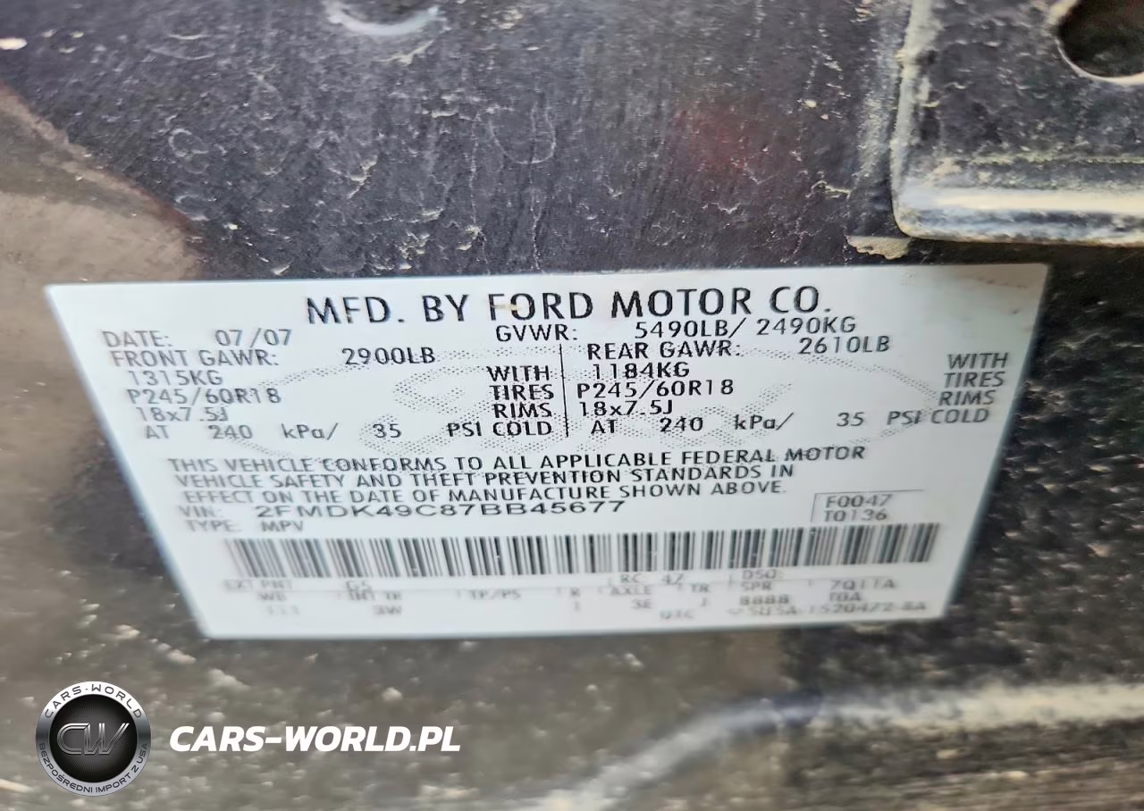 2007 Ford Edge Sel Plus VIN:2FMDK49C87BB45677 - 13
