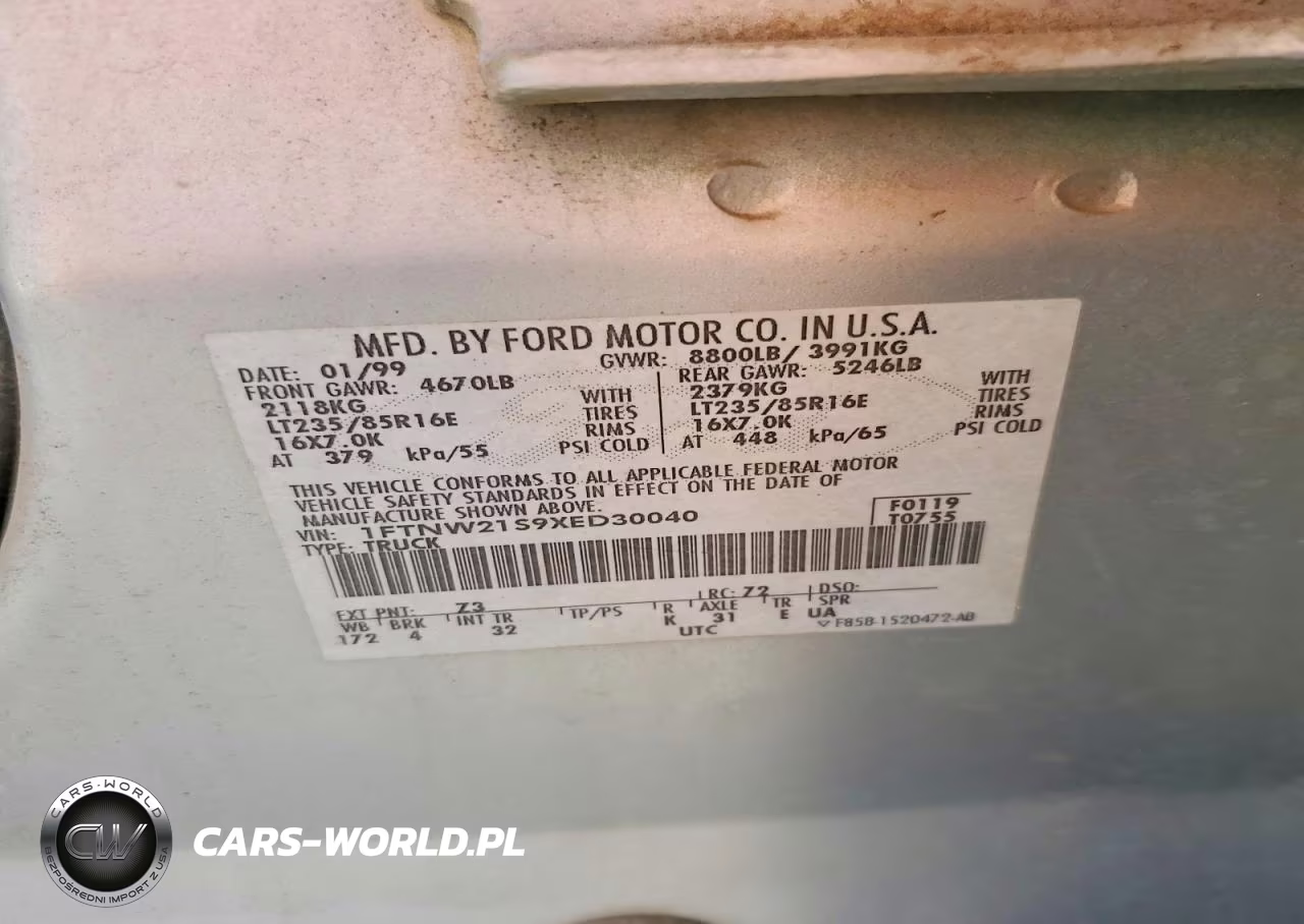 1999 Ford F250 VIN:1FTNW21S9XED30040 - 12