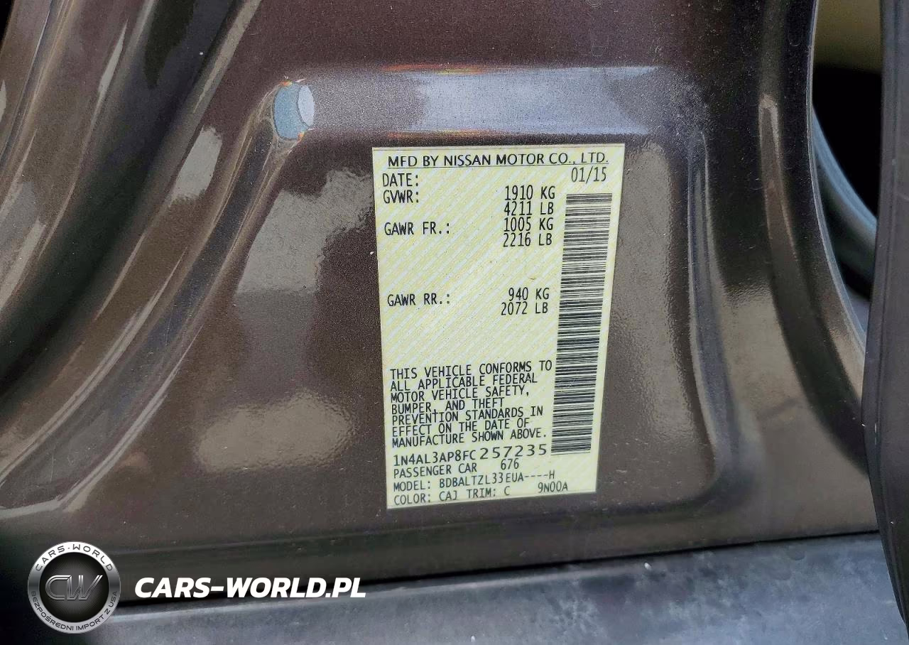 2015 Nissan Altima 2.5 Sl VIN:1N4AL3AP8FC257235 - 12