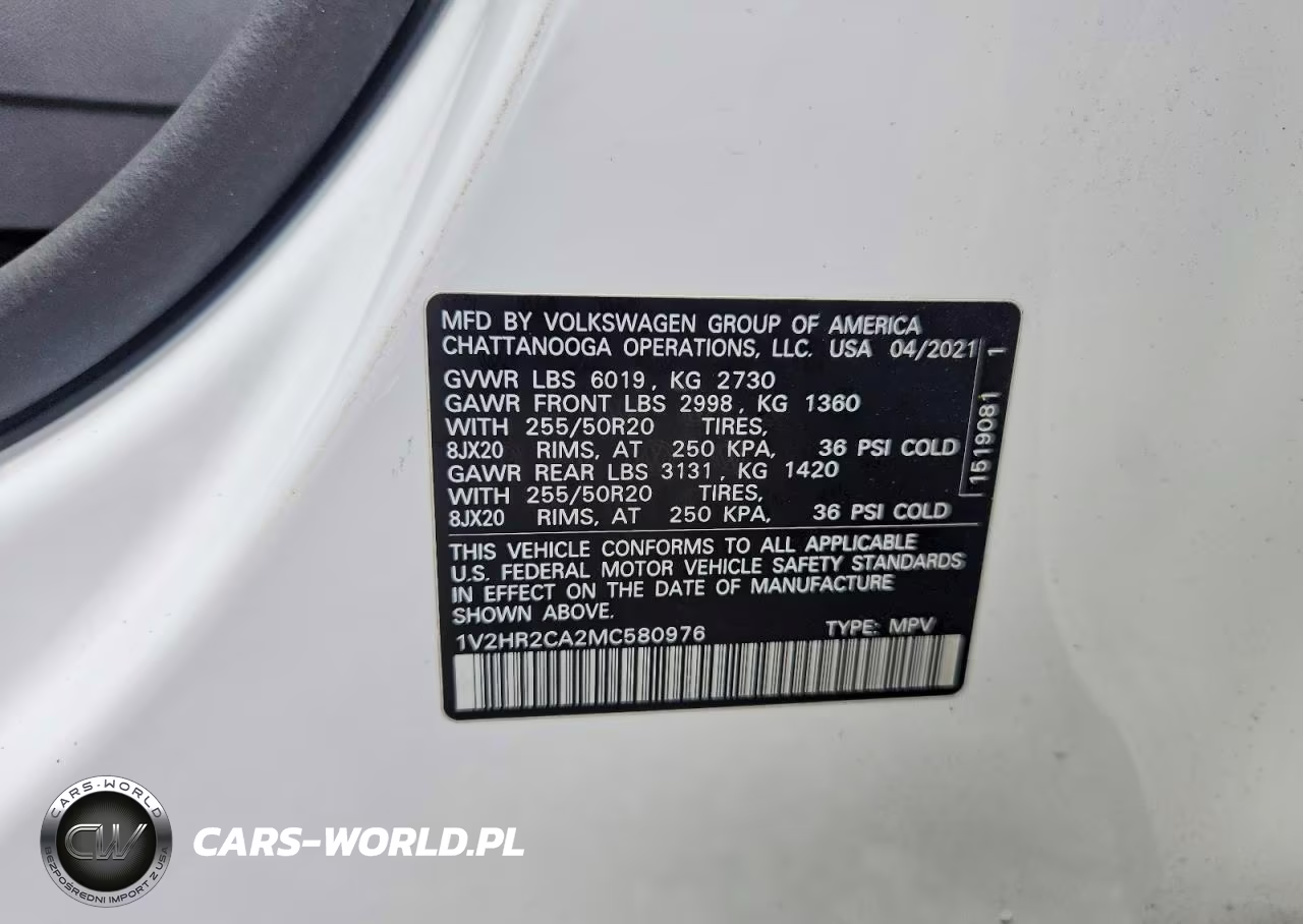 2021 Volkswagen Atlas Se VIN:1V2HR2CA2MC580976 - 14