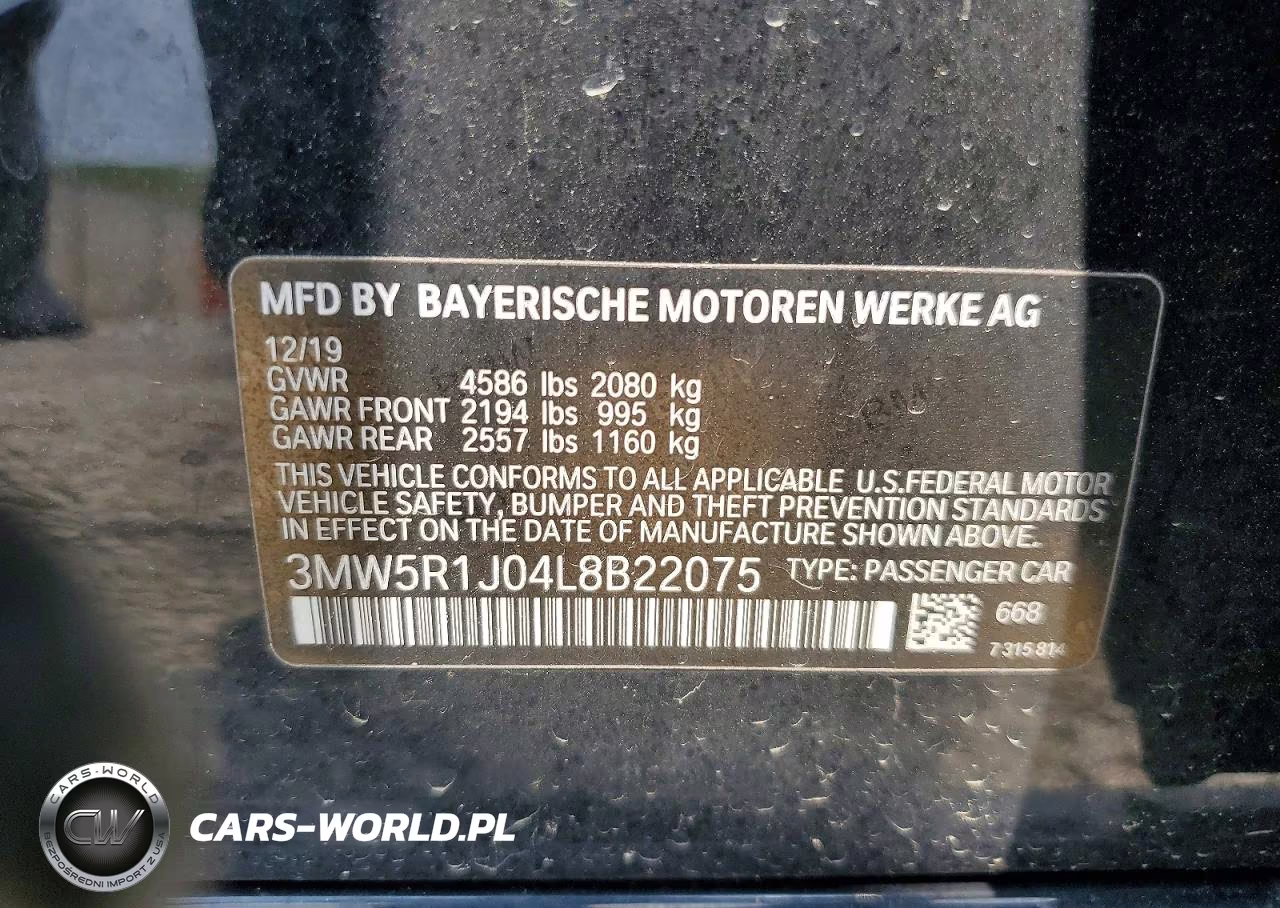 2020 BMW 330I VIN:3MW5R1J04L8B22075 - 12