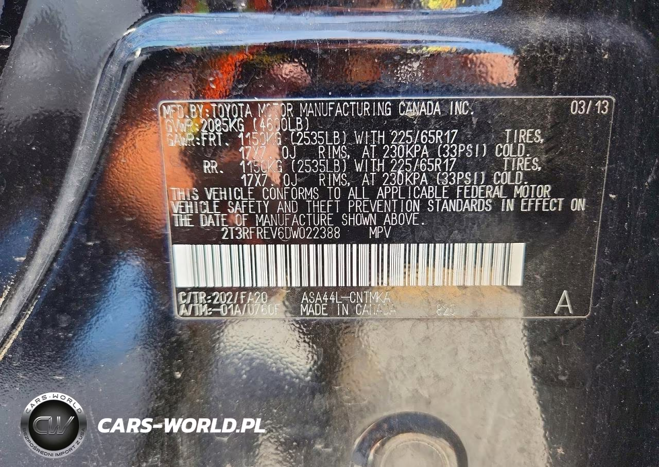 2013 Toyota Rav4 Xle VIN:2T3RFREV6DW022388 - 13