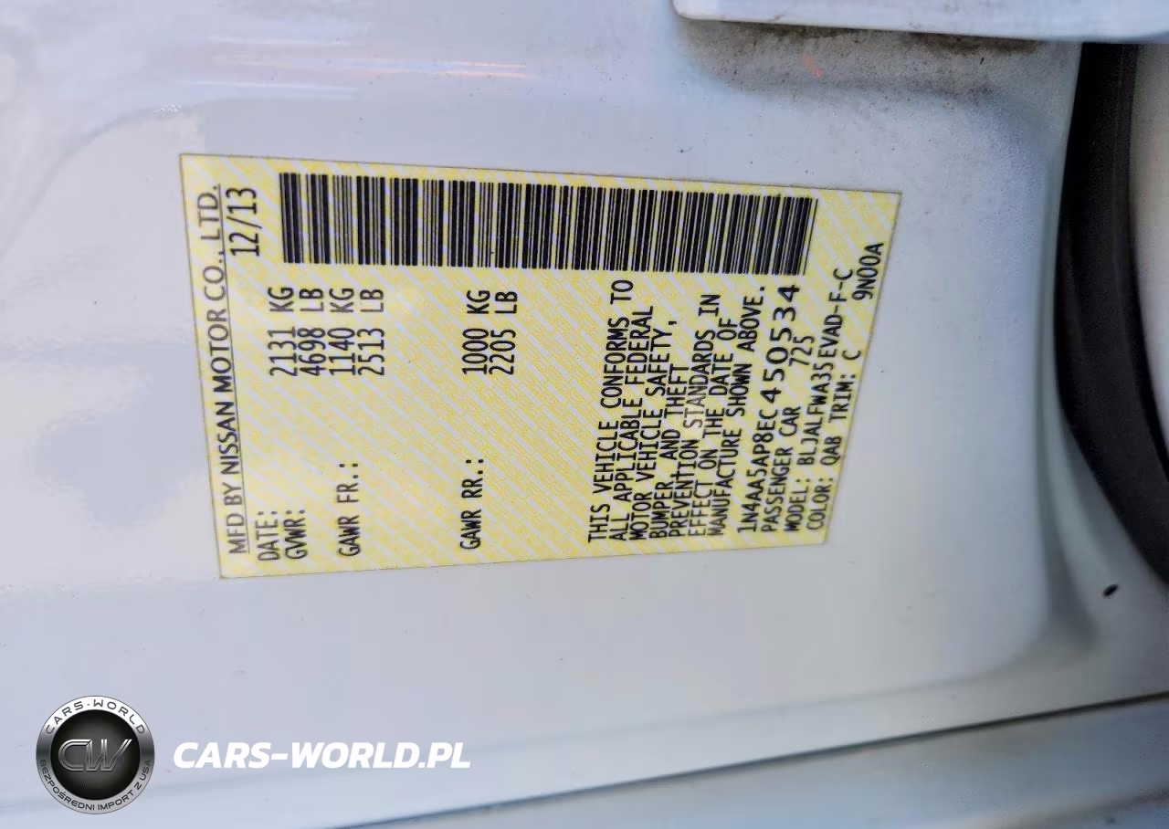 2014 Nissan Maxima 3.5 S VIN:1N4AA5AP8EC450534 - 12