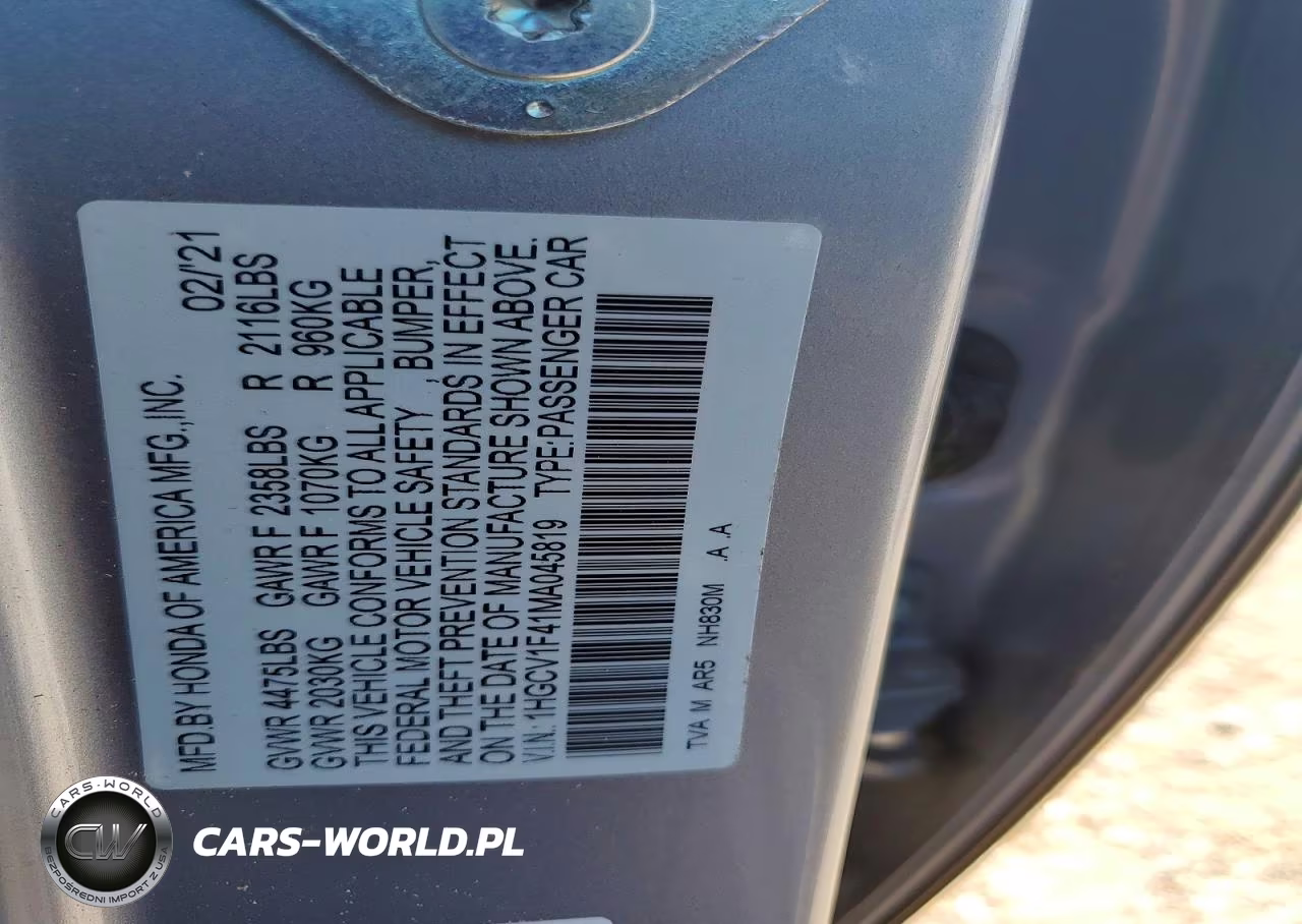 2021 Honda Accord Sport Se VIN:1HGCV1F41MA045819 - 12