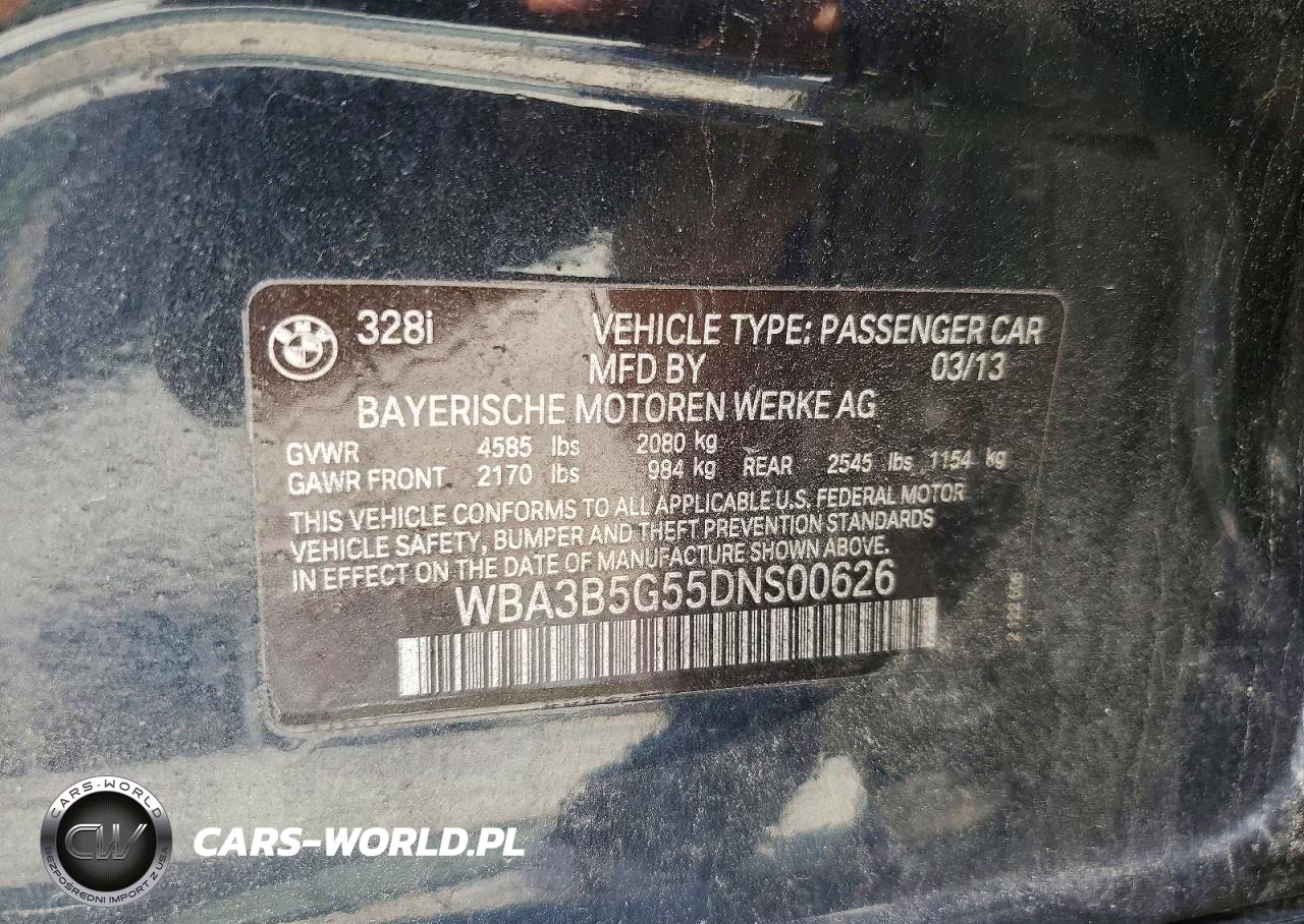 2013 BMW 328 Xi Sulev VIN:WBA3B5G55DNS00626 - 12