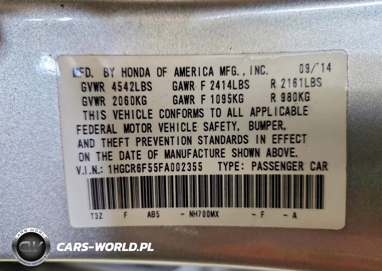 2015 Honda Accord Hybrid Exl VIN:1HGCR6F55FA002355 - 13