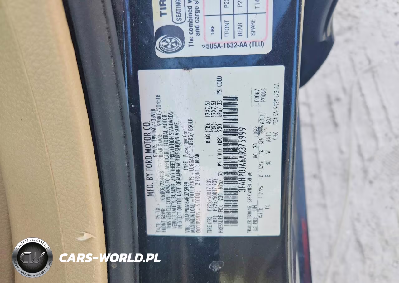 2010 Ford Fusion Sel VIN:3FAHP0JA6AR375999 - 12