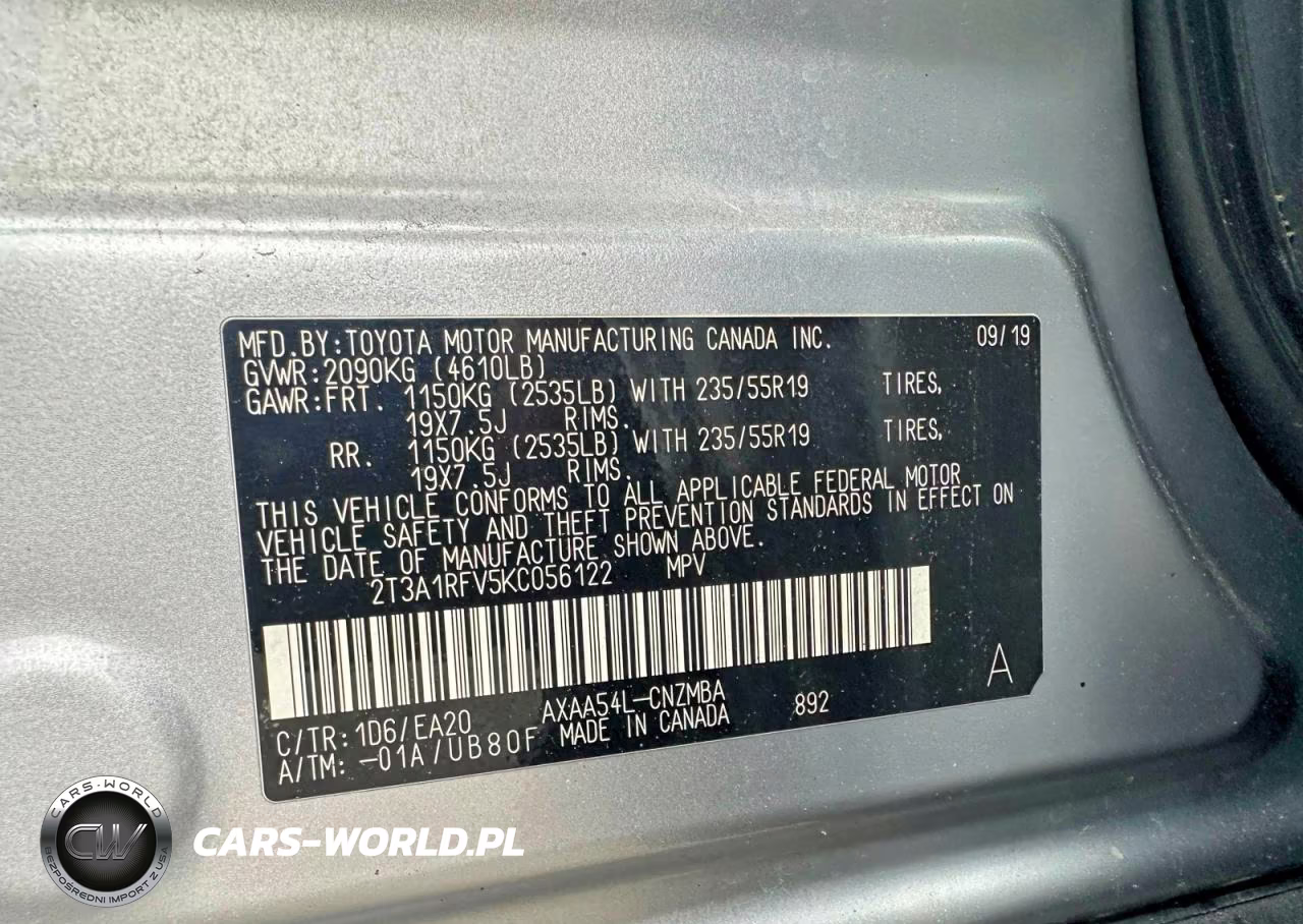 2019 Toyota Rav4 Xle Premium VIN:2T3A1RFV5KC056122 - 12