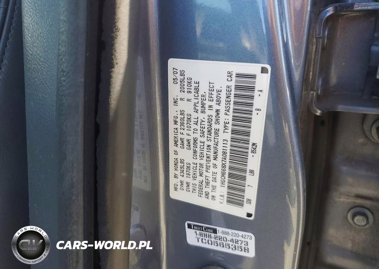 2007 Honda Accord Ex VIN:1HGCM668X7A081113 - 12