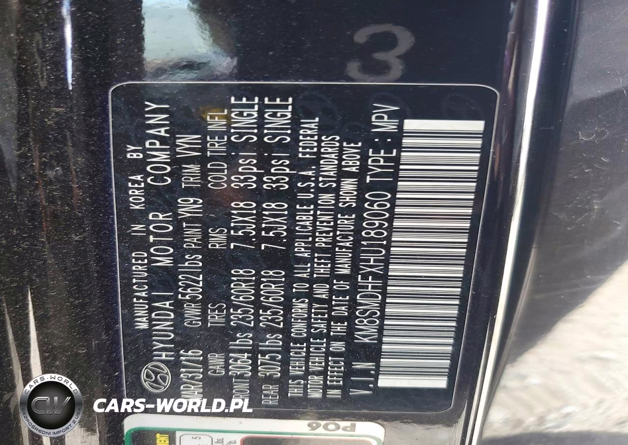 2017 Hyundai Santa Fe Se VIN:KM8SMDHFXHU189060 - 13