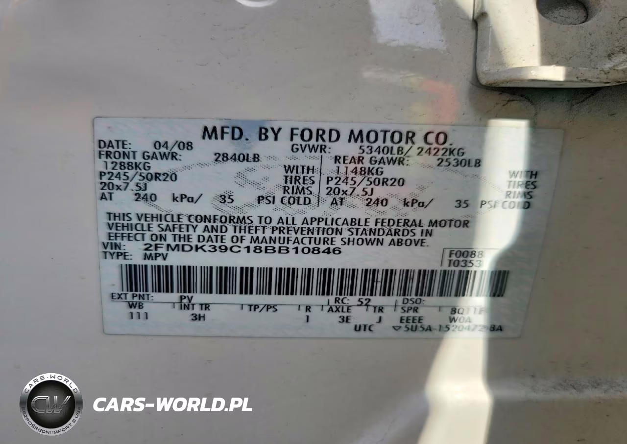 2008 Ford Edge Limited VIN:2FMDK39C18BB10846 - 13