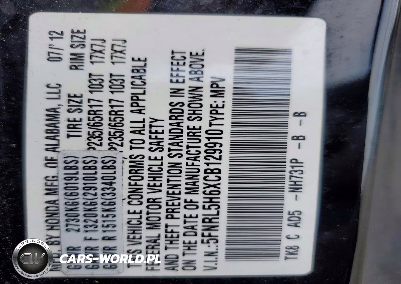 2012 Honda Odyssey Exl VIN:5FNRL5H6XCB129910 - 13