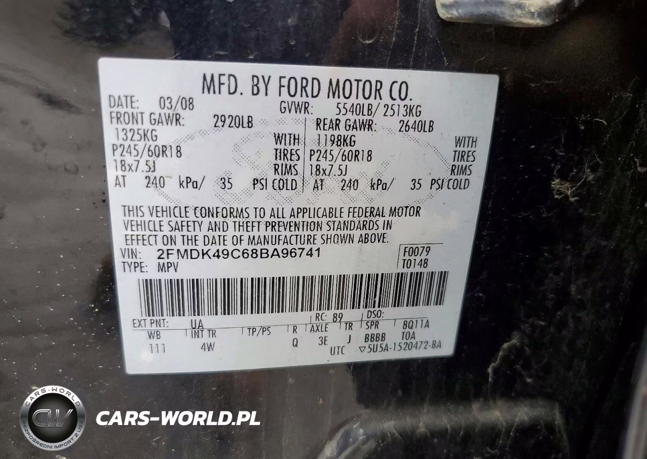 2008 Ford Edge Limited VIN:2FMDK49C68BA96741 - 13