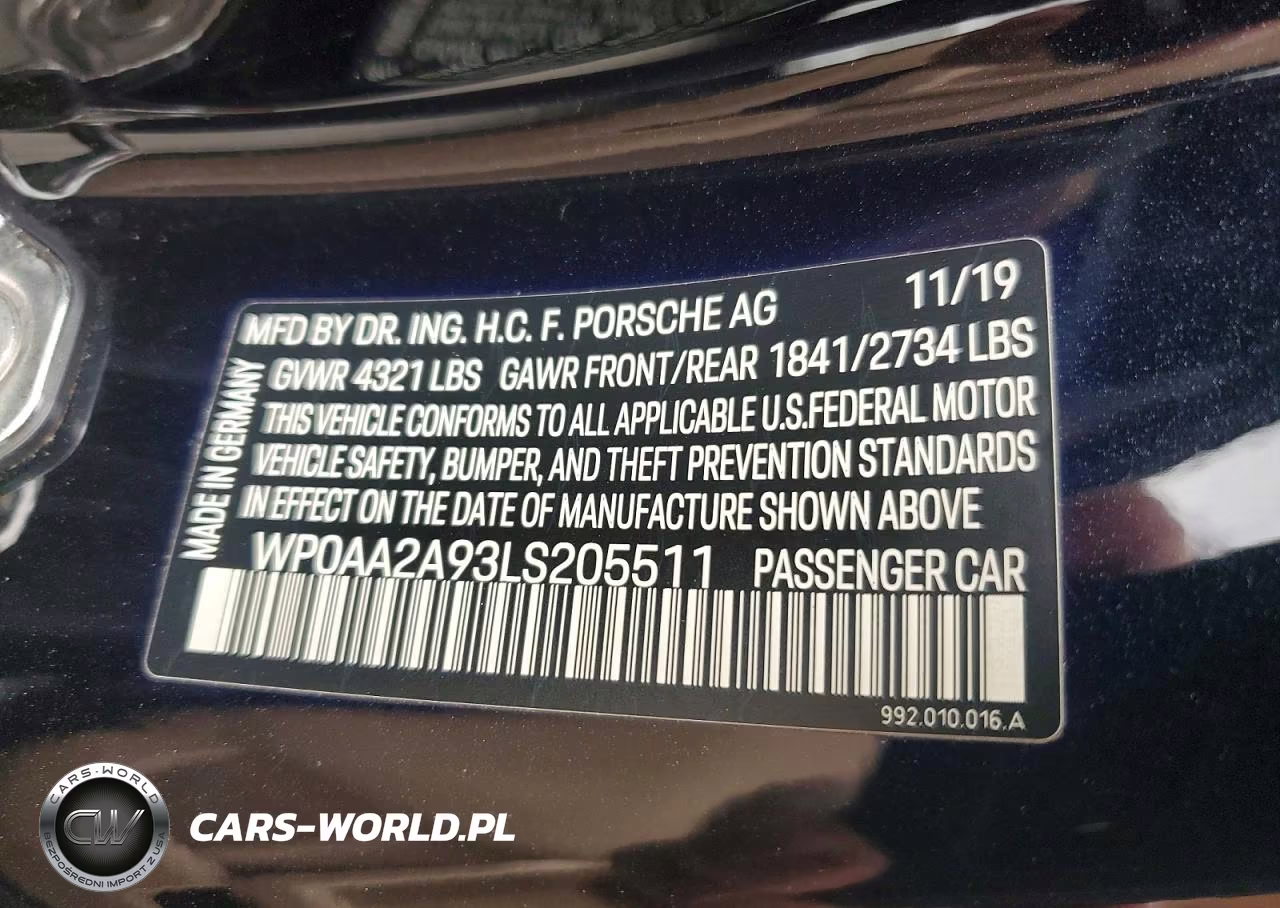 2020 Porsche 911 Carrera VIN:WP0AA2A93LS205511 - 13