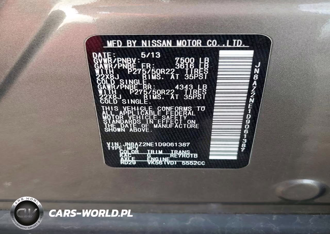 2013 Infiniti Qx56 Base VIN:JN8AZ2NE1D9061387 - 13