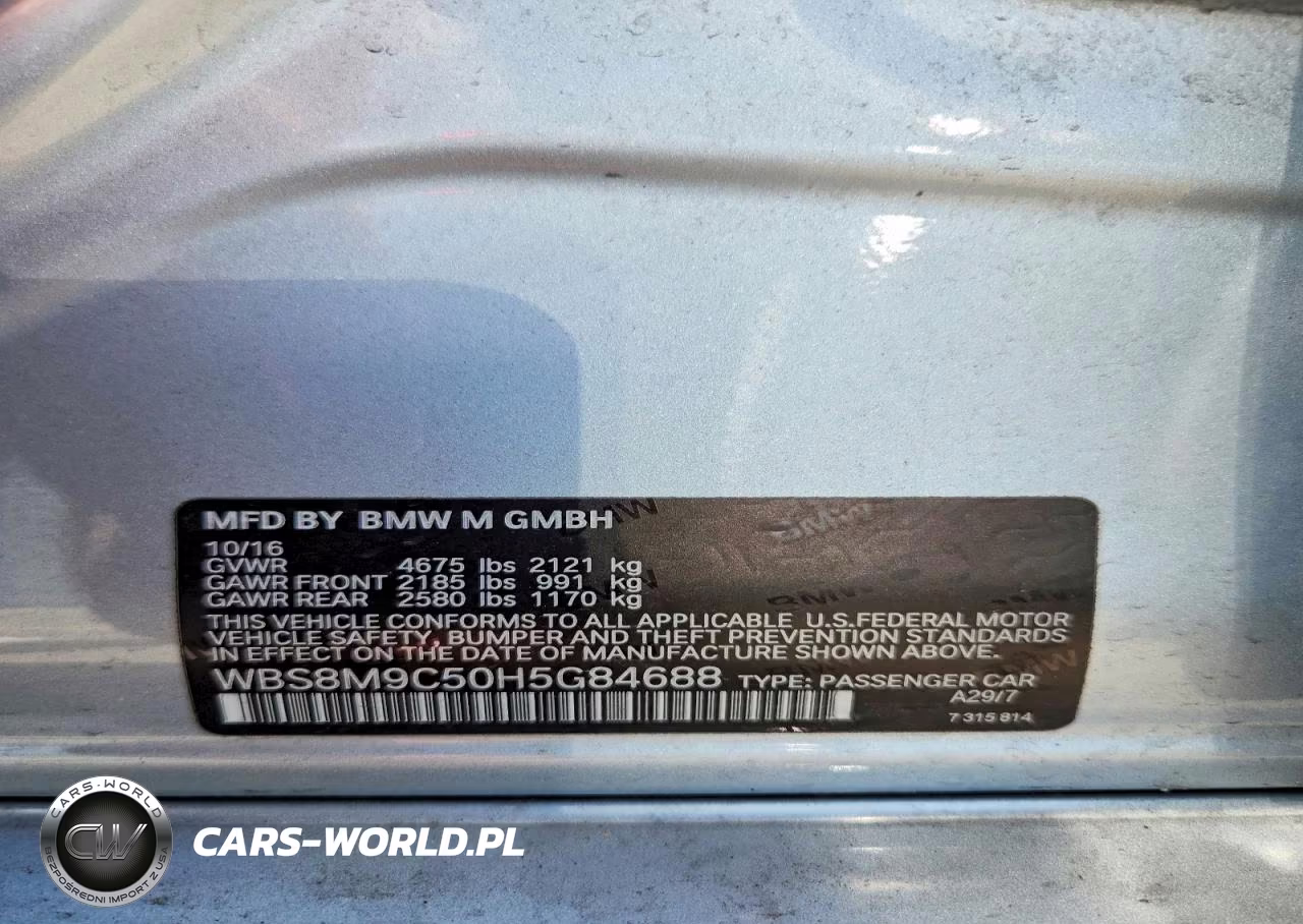 2017 BMW M3 VIN:WBS8M9C50H5G84688 - 12
