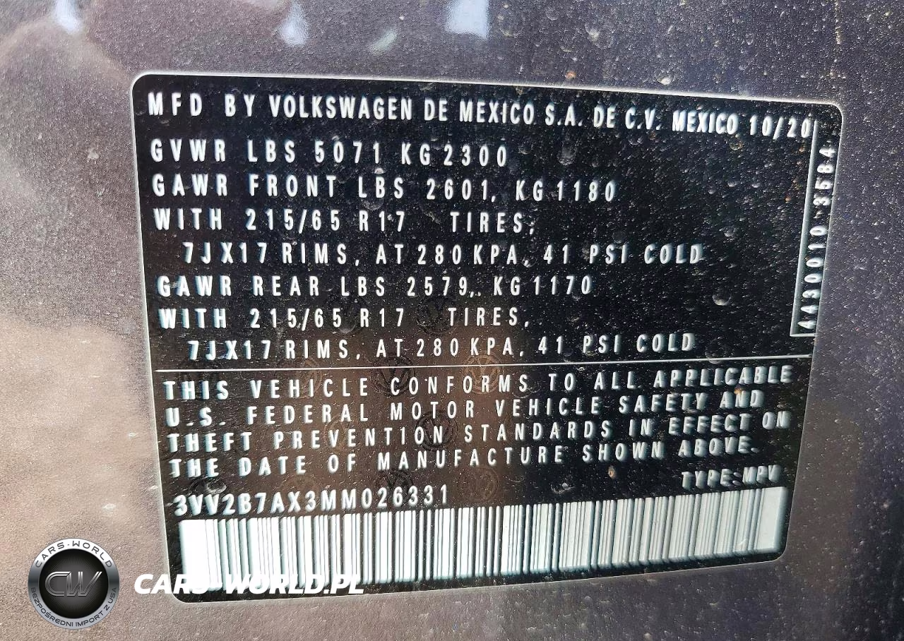2021 Volkswagen Tiguan Se VIN:3VV2B7AX3MM026331 - 13
