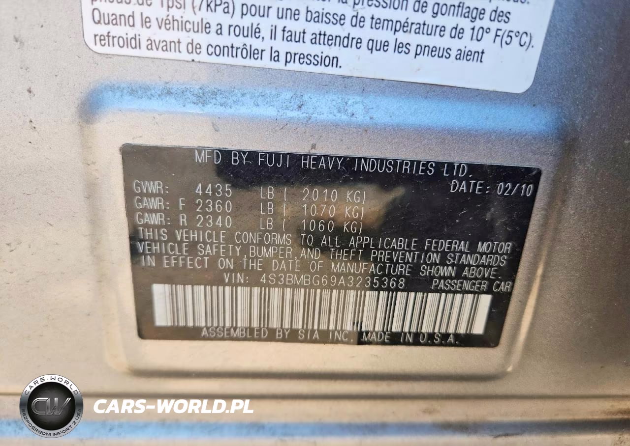 2010 Subaru Legacy 2.5I Premium VIN:4S3BMBG69A3235368 - 12