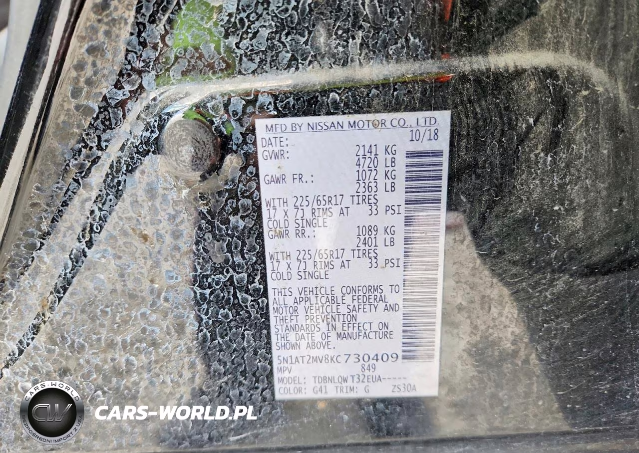 2019 Nissan Rogue Sv VIN:5N1AT2MV8KC730409 - 13