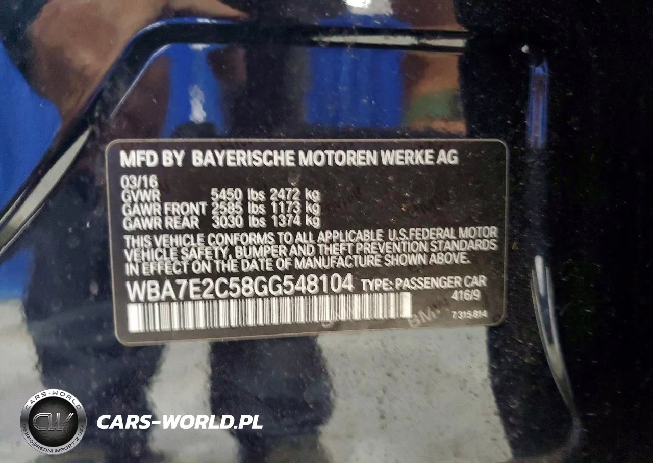 2016 BMW 740 I VIN:WBA7E2C58GG548104 - 12